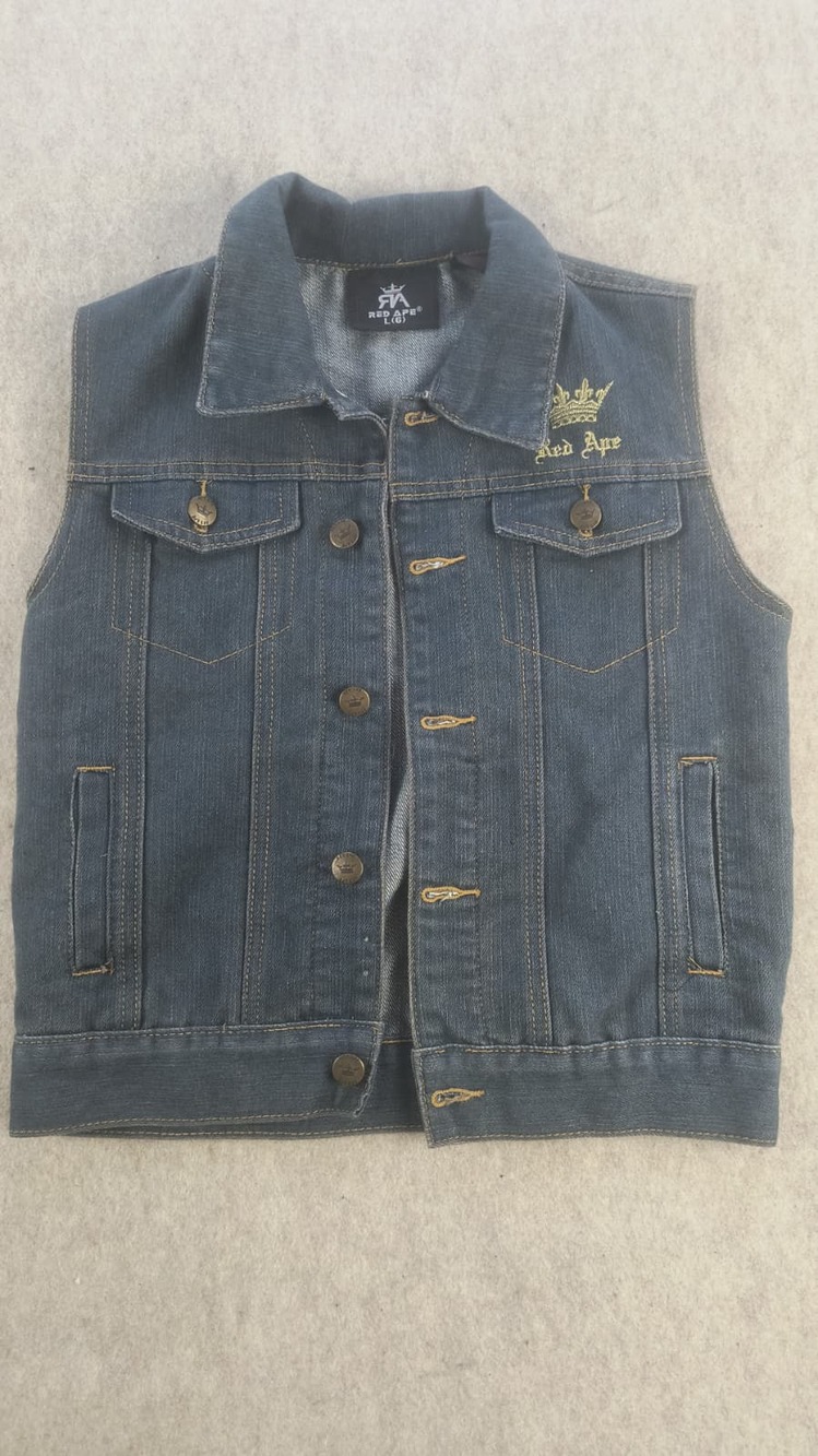 Vintage Y2K Red Ape jean vest size L (6)
